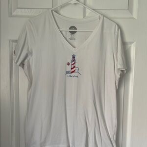 Life is Good Women's White V-Neck Top